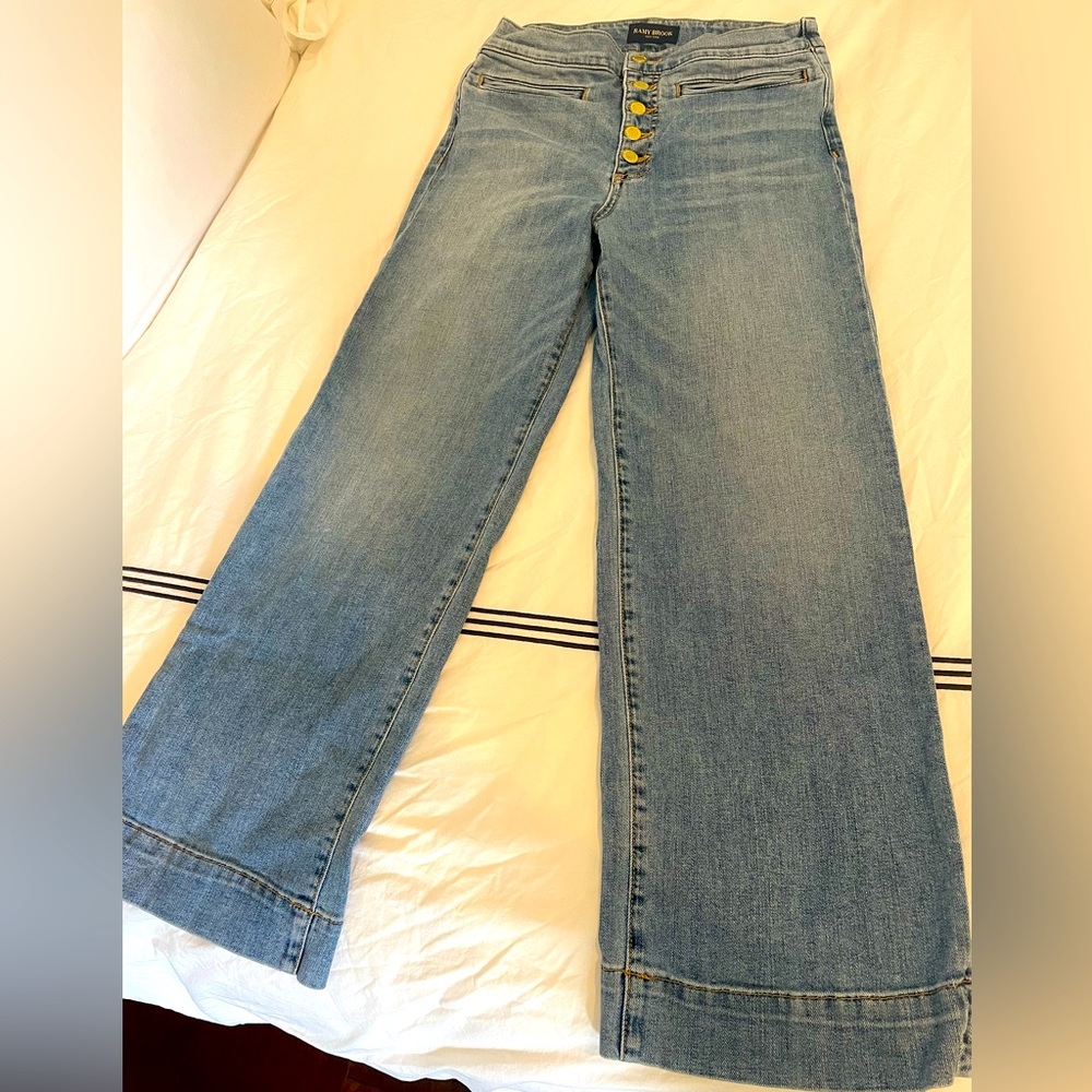 Ramy Brook Angela High-Rise Flare Jeans. Light wash